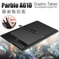 Parblo A610 Digital Tablet Graphics Drawing Tablet Pad w/Pen 2048 Level Digital Pen + Anti-fouling Glove as Gift